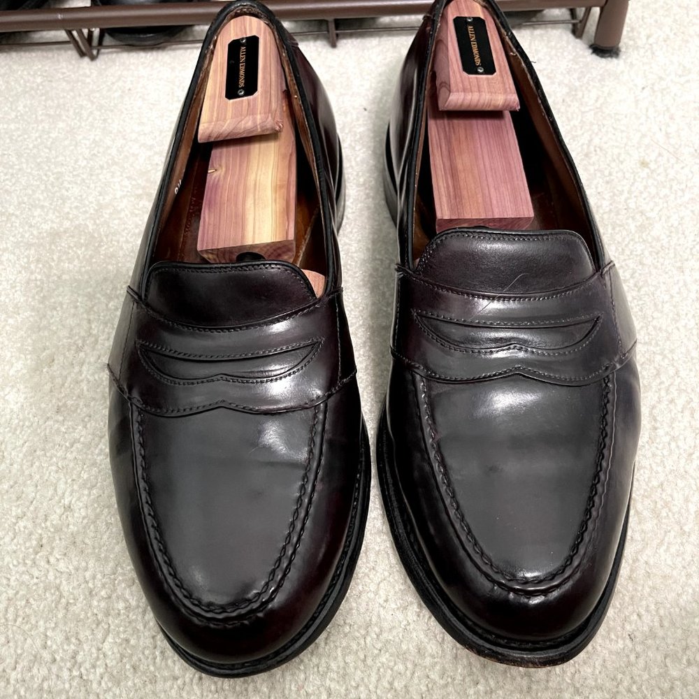 Allen Edmonds "Randolph" 4889 9.5 EEE 3E Shell Cordovan Penny Loafer in Burgundy